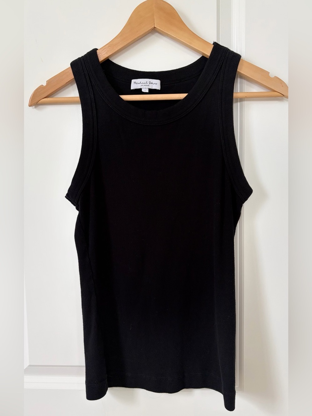 Michael Stars Black Ribbed Scoop Tank